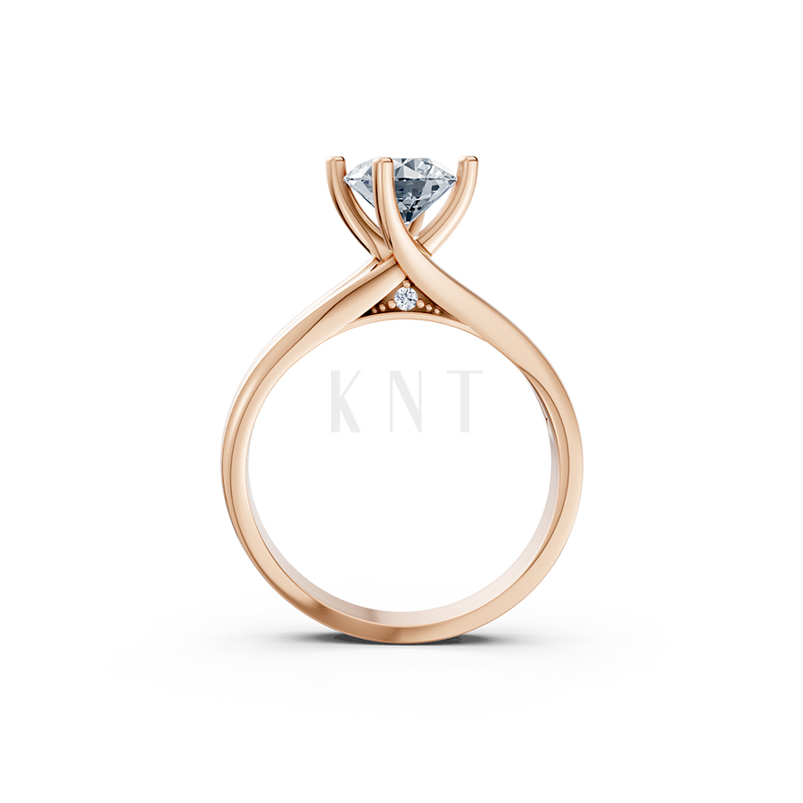 Nhẫn đính hôn đá US R225 kiểu dáng hiện đại, mặt đá lớn màu vàng hồng Rose Gold vàng đẹp, họa tiết hình học, độc đáo