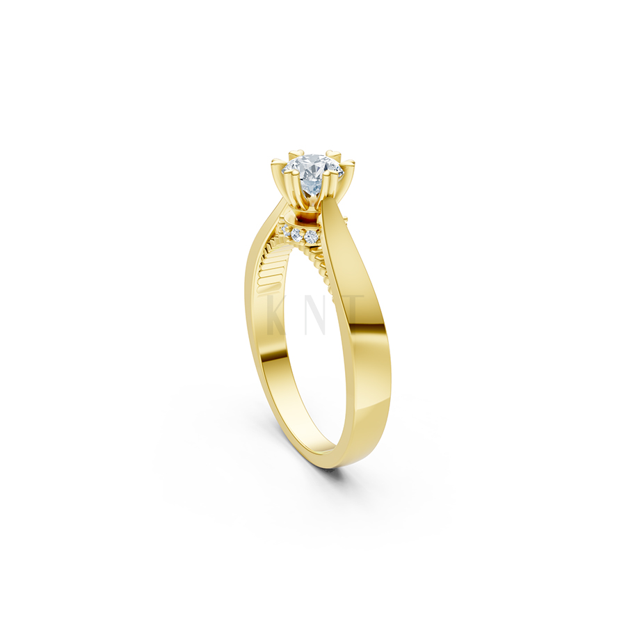 Nhẫn đính hôn đá US R230 thiết kế solitaire sang trọng màu Vàng Gold đính đá trắng, thiết kế phá cách, sang trọng