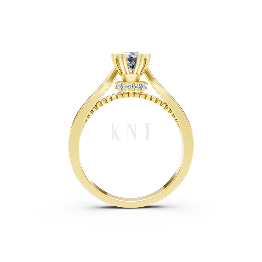 Nhẫn đính hôn đá US R230 thiết kế solitaire sang trọng màu Vàng Gold vàng 10K/14K/18K/607 đính đá nhỏ, thanh lịch