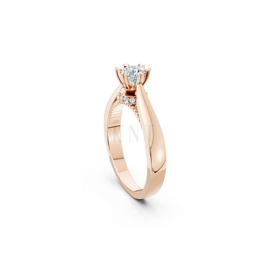 Nhẫn đính hôn đá US R230 thiết kế solitaire sang trọng màu vàng hồng Rose Gold cặp đôi, phong cách trẻ trung, nổi bật