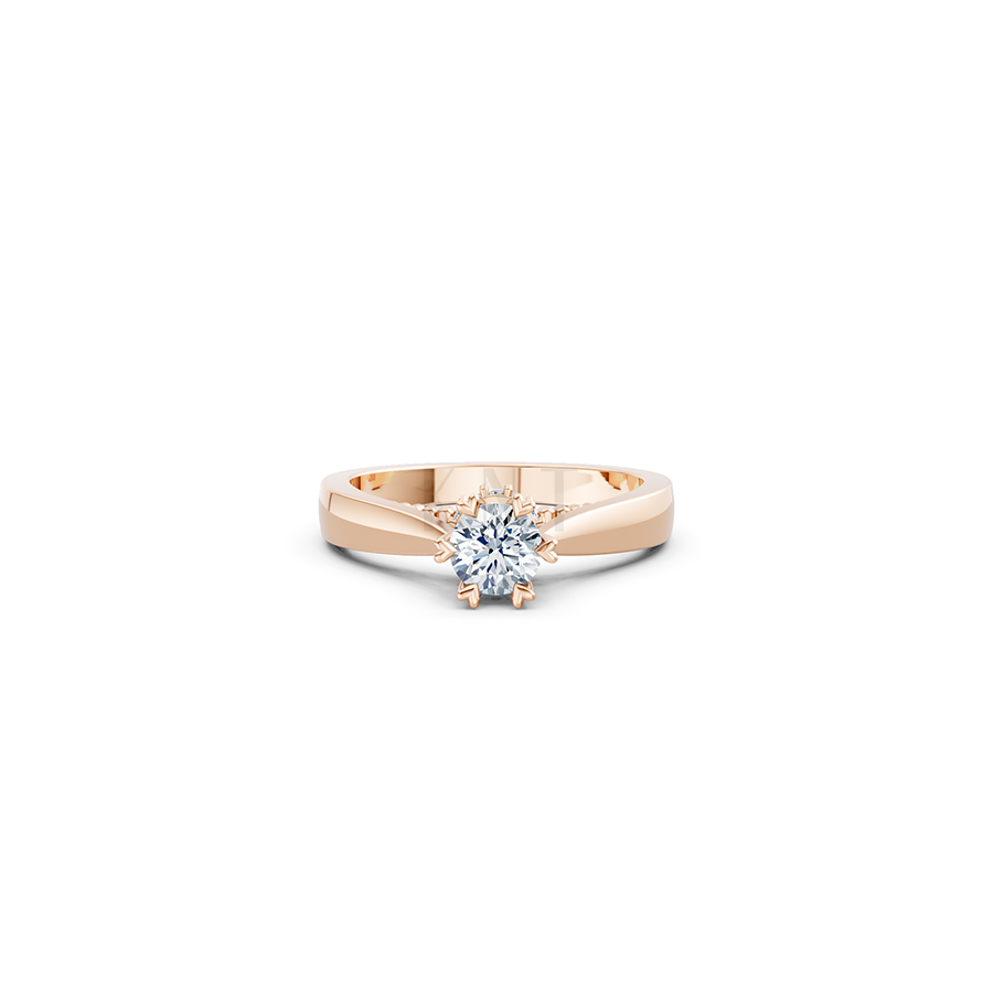 Nhẫn đính hôn đá US R230 thiết kế solitaire sang trọng màu vàng hồng Rose Gold thiết kế đối xứng, phong cách, ấn tượng