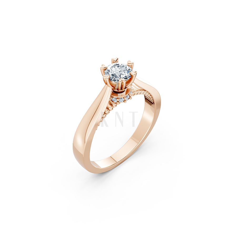 Nhẫn đính hôn đá US R230 thiết kế solitaire sang trọng màu vàng hồng Rose Gold họa tiết ấn tượng, cá tính