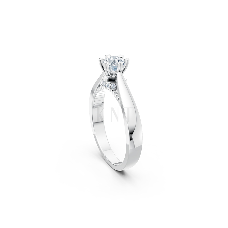 Nhẫn đính hôn đá US R230 thiết kế solitaire sang trọng màu vàng trắng White Gold kiểu dáng cá tính, hiện đại