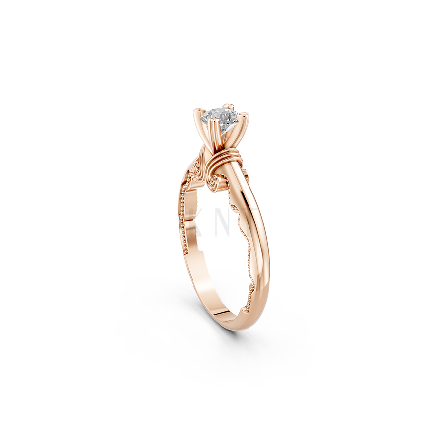 Nhẫn đính hôn R232 màu vàng hồng Rose Gold cặp đôi, phong cách trẻ trung, nổi bật