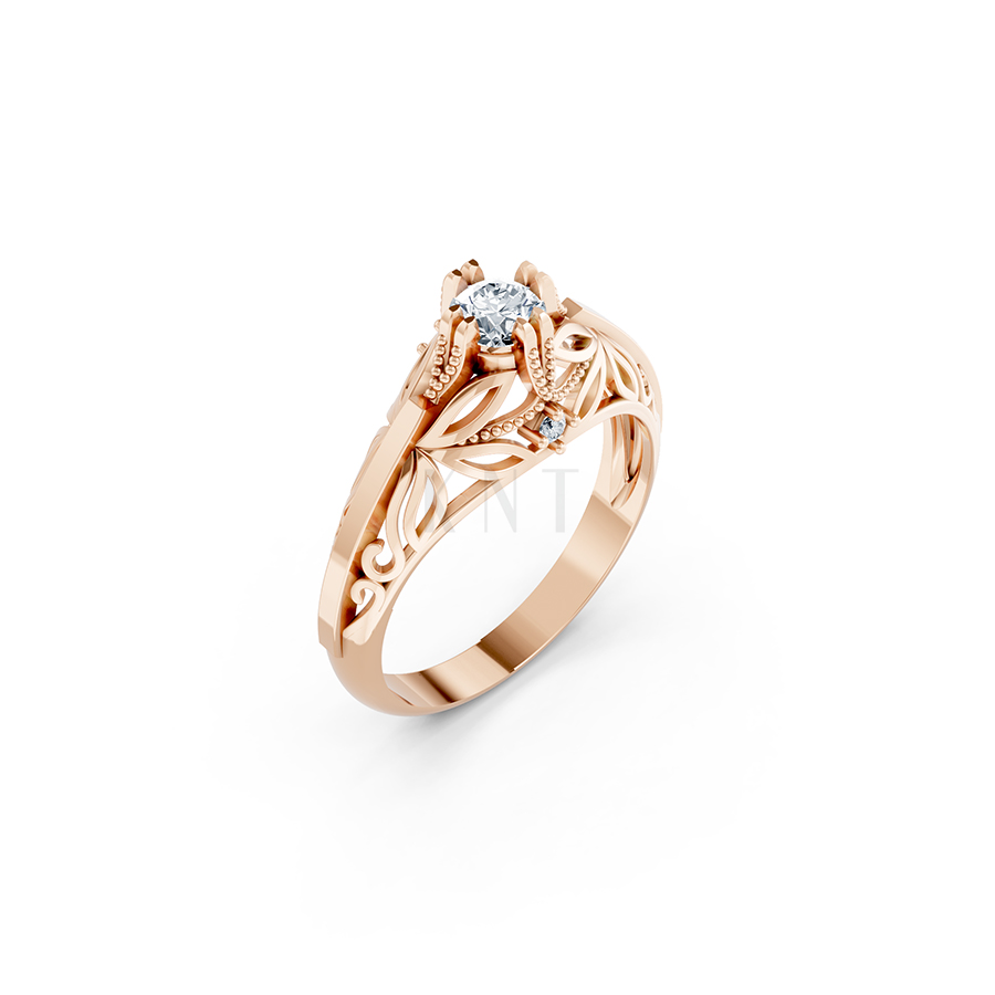 Nhẫn đính hôn R234 thiết kế cổ điển chạm khắc tinh xảo màu vàng hồng Rose Gold họa tiết ấn tượng, cá tính