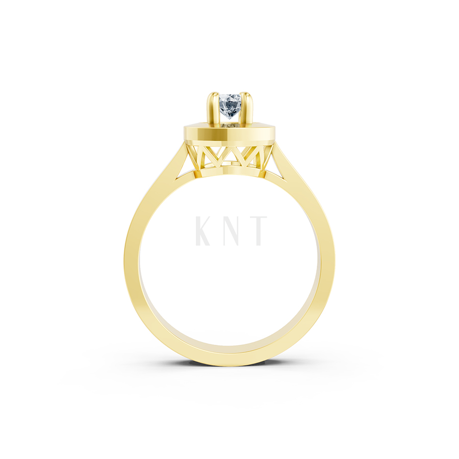 Nhẫn đính hôn đá US R235 đính đá chủ tròn tượng trưng mặt trời màu Vàng Gold thiết kế phá cách, sang trọng