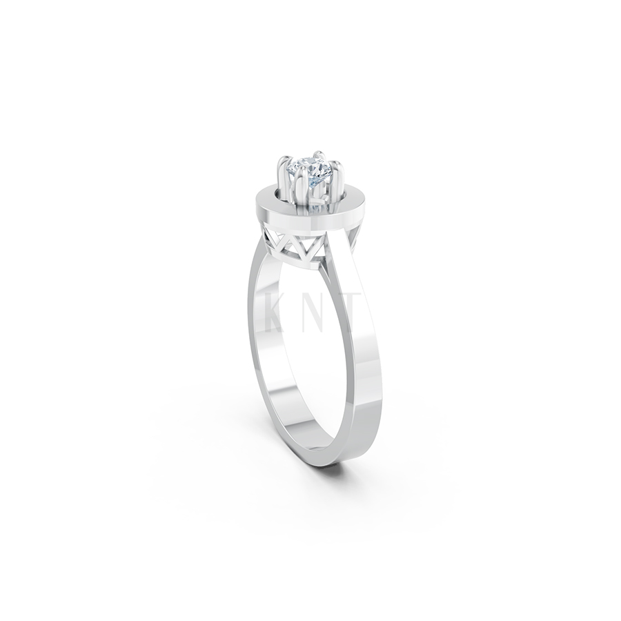 Nhẫn đính hôn đá US R235 đính đá chủ tròn tượng trưng mặt trời màu vàng trắng White Gold vàng sáng, đường nét sắc sảo, tinh tế