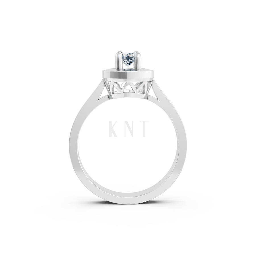 Nhẫn đính hôn đá US R235 đính đá chủ tròn tượng trưng mặt trời màu vàng trắng White Gold vàng sáng bóng, thiết kế trẻ trung