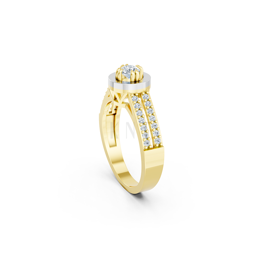 Nhẫn đính hôn đá cao cấp R239 thiết kế hai hàng đá tấm nổi bật phối màu Dual Color cặp đôi, phong cách trẻ trung, nổi bật