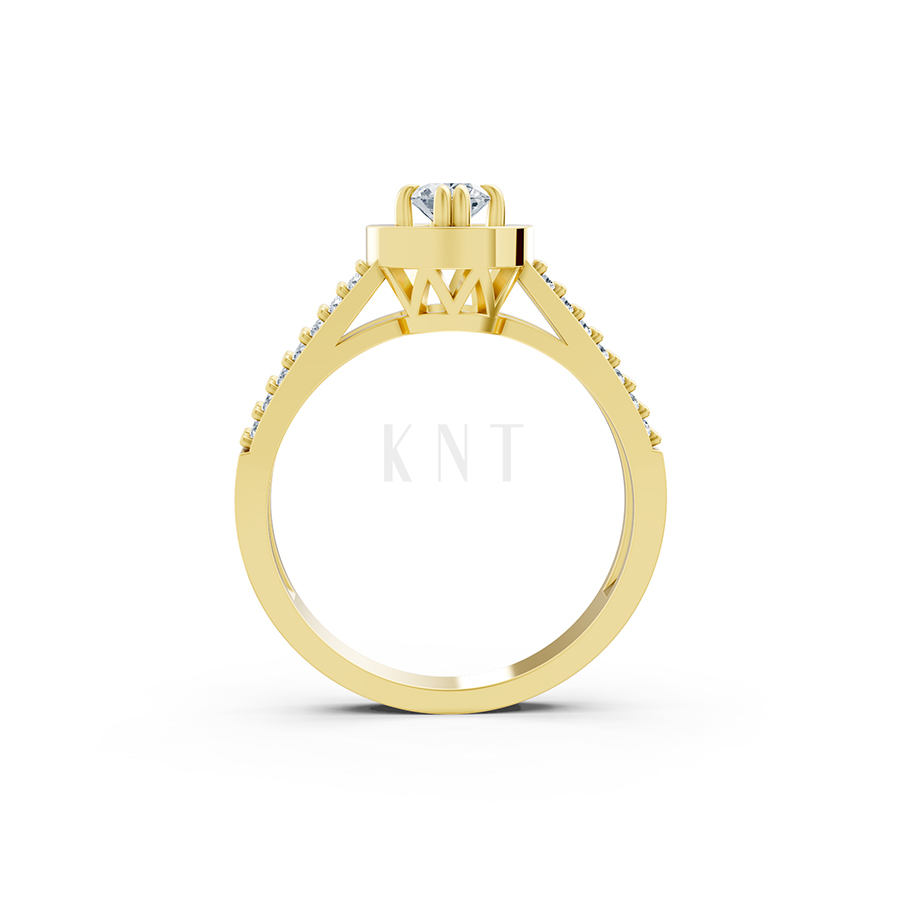 Nhẫn đính hôn đá cao cấp R239 thiết kế hai hàng đá tấm nổi bật màu Vàng Gold đính đá trắng, thiết kế phá cách, sang trọng