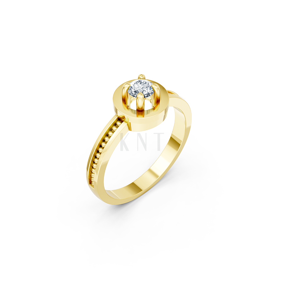 Nhẫn đính hôn đá cao cấp R241 thiết kế mặt tròn đính đá màu Vàng Gold thiết kế tinh tế, sang trọng