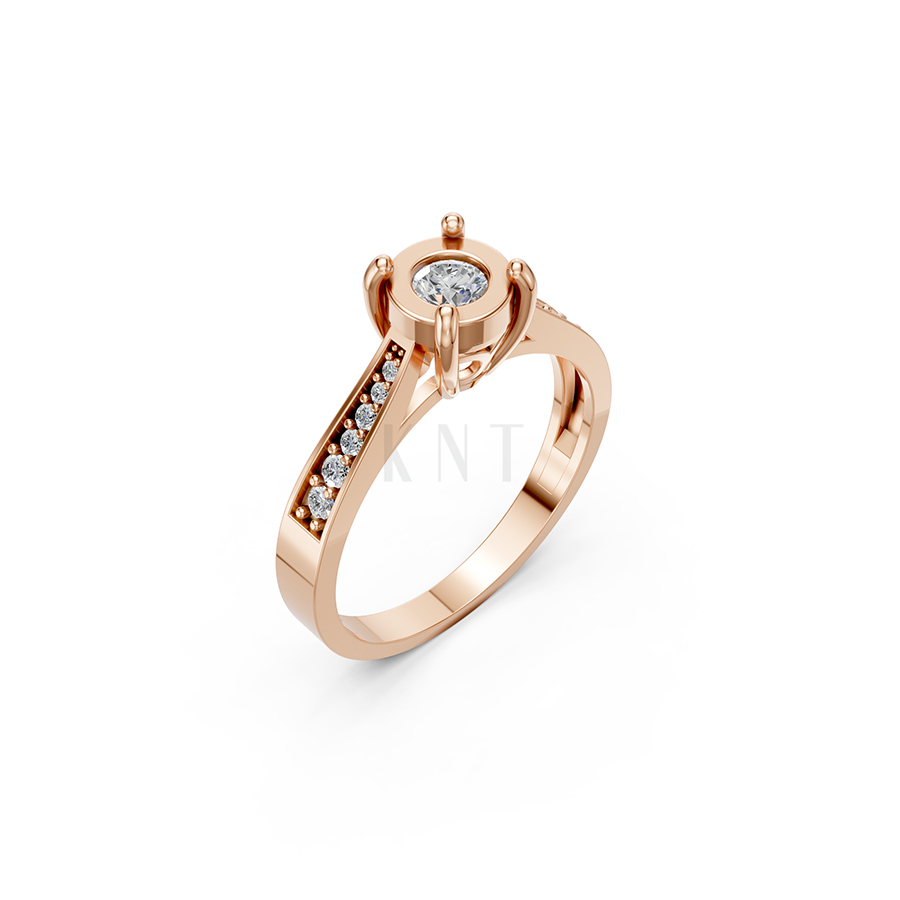 Nhẫn đính hôn R243 màu vàng hồng Rose Gold họa tiết ấn tượng, cá tính