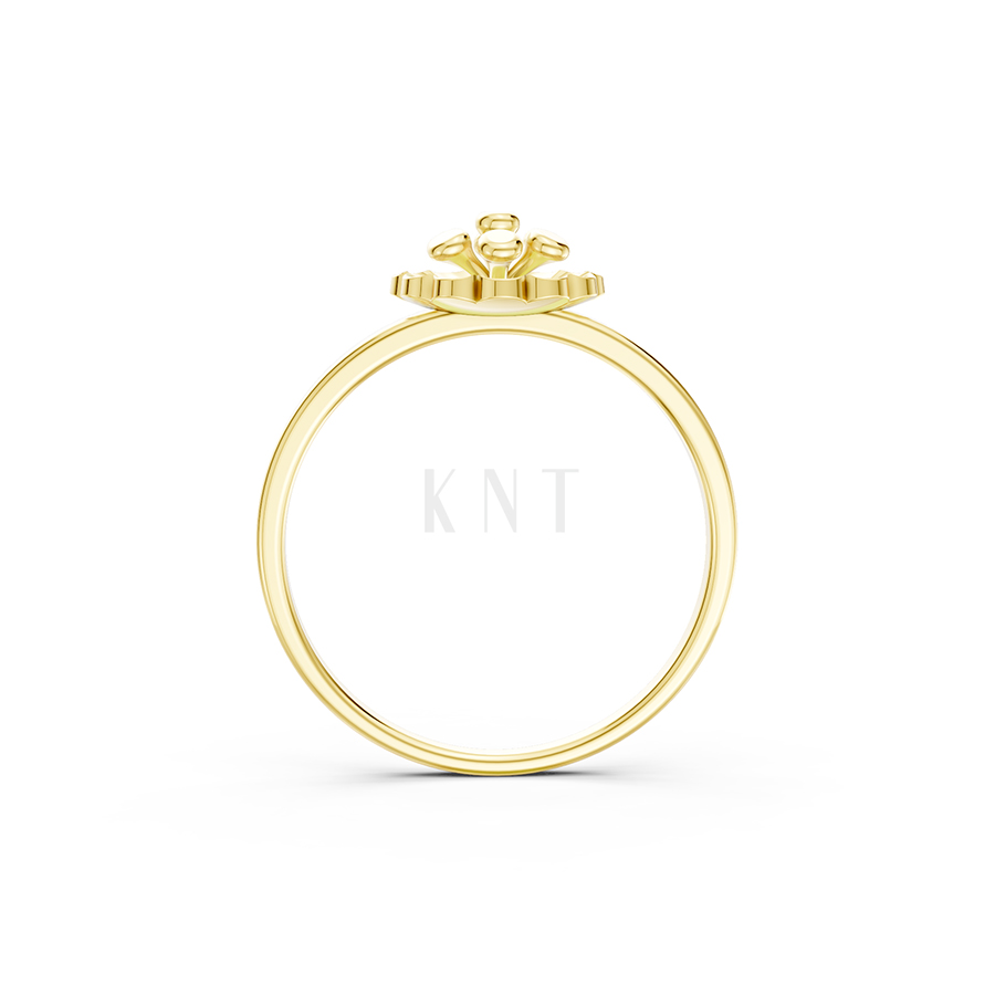 Nhẫn đính hôn đá US R244 màu Vàng Gold mặt nhẫn chạm khắc tinh xảo, độc đáo