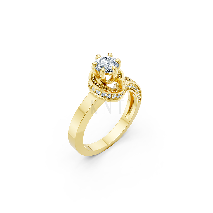 Nhẫn đính hôn R252 mặt nhẫn khắc chữ I Love You nổi bật màu Vàng Gold thiết kế tinh tế, sang trọng