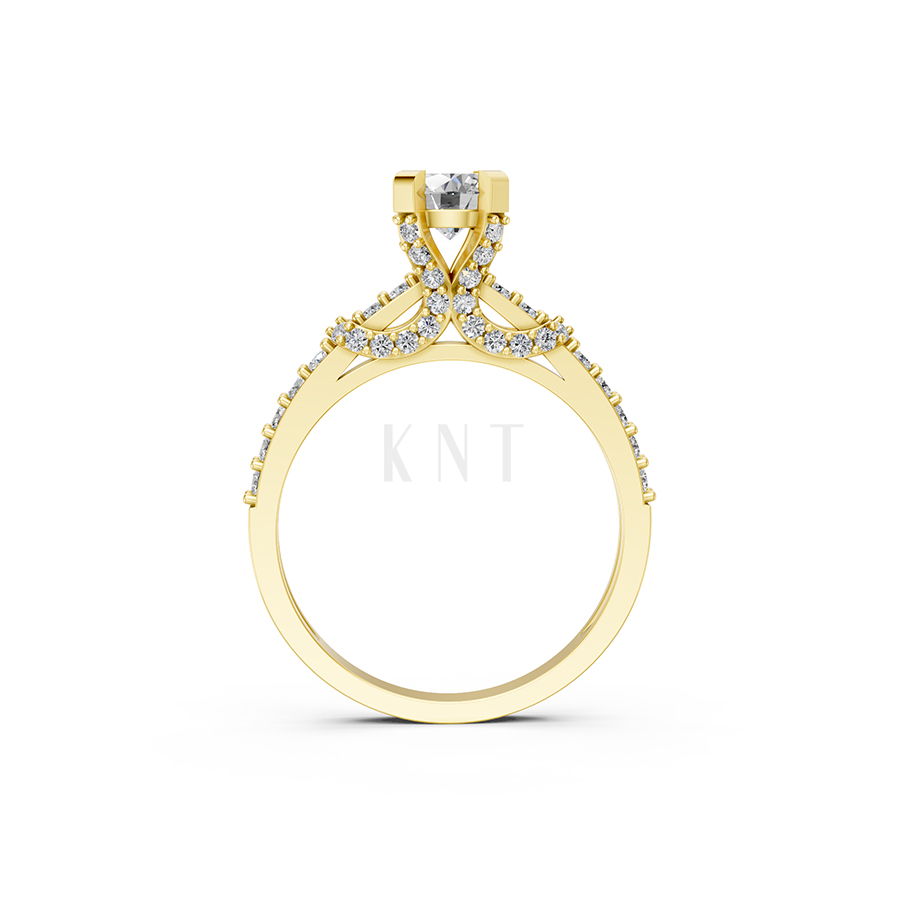 Nhẫn đính hôn R256 màu Vàng Gold vàng 10K/14K/18K/607 cao cấp, thanh lịch