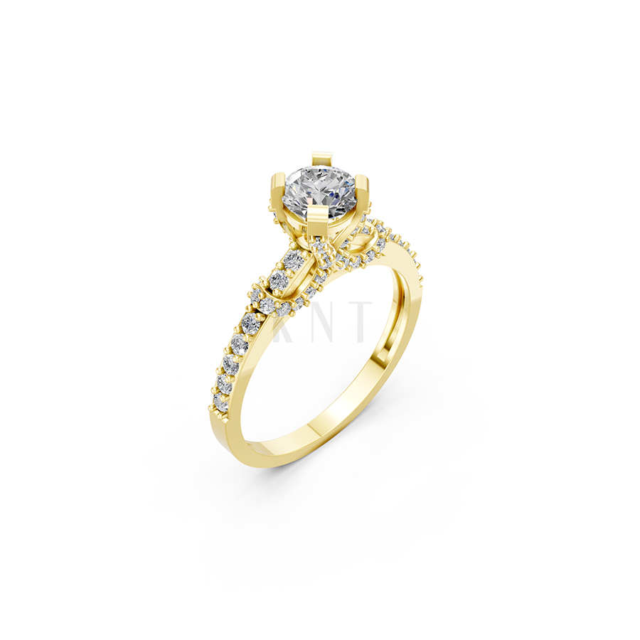 Nhẫn đính hôn R256 màu Vàng Gold thiết kế tinh tế, sang trọng