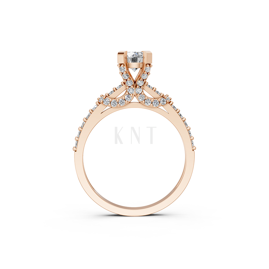 Nhẫn đính hôn R256 màu vàng hồng Rose Gold phong cách trẻ trung, nổi bật