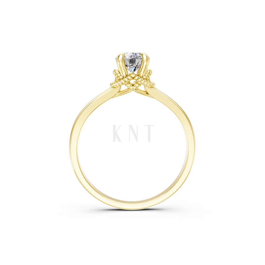 Nhẫn đính hôn R257 màu Vàng Gold mặt nhẫn chạm khắc tinh xảo, độc đáo