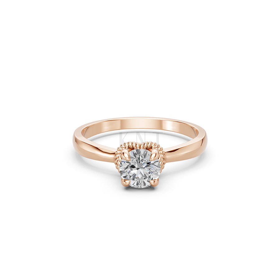 Nhẫn đính hôn R257 màu vàng hồng Rose Gold vàng đẹp, họa tiết hình học, độc đáo