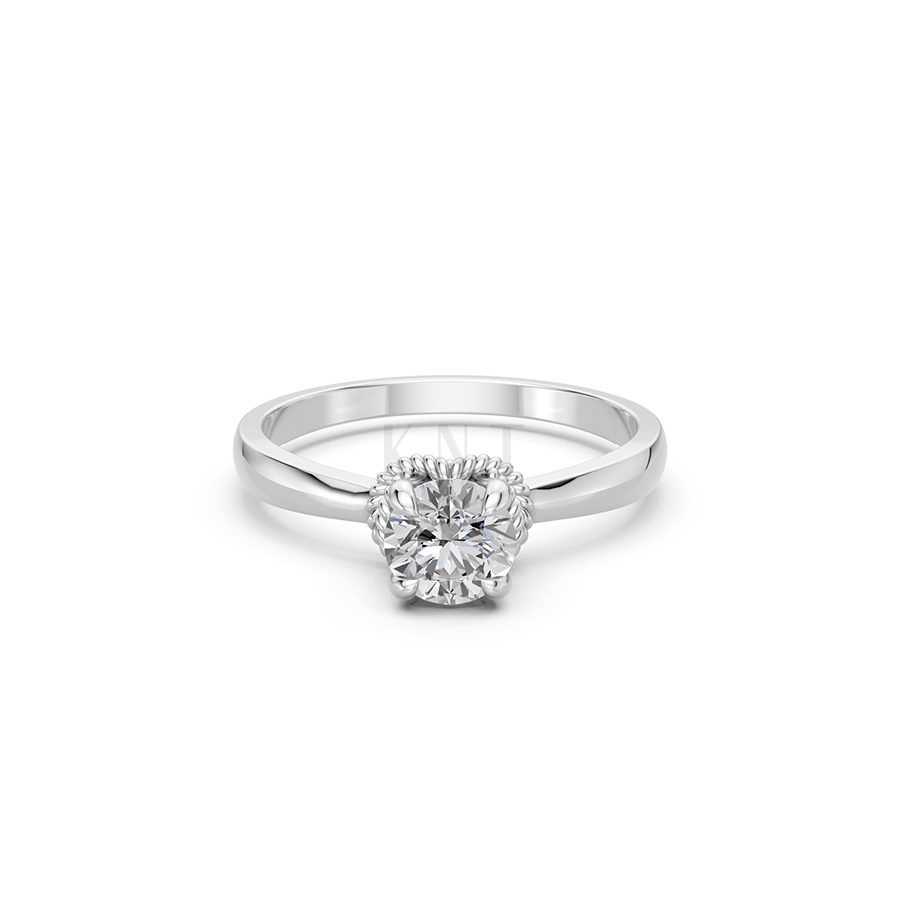 Nhẫn đính hôn R257 màu vàng trắng White Gold vàng sáng bóng, thiết kế trẻ trung