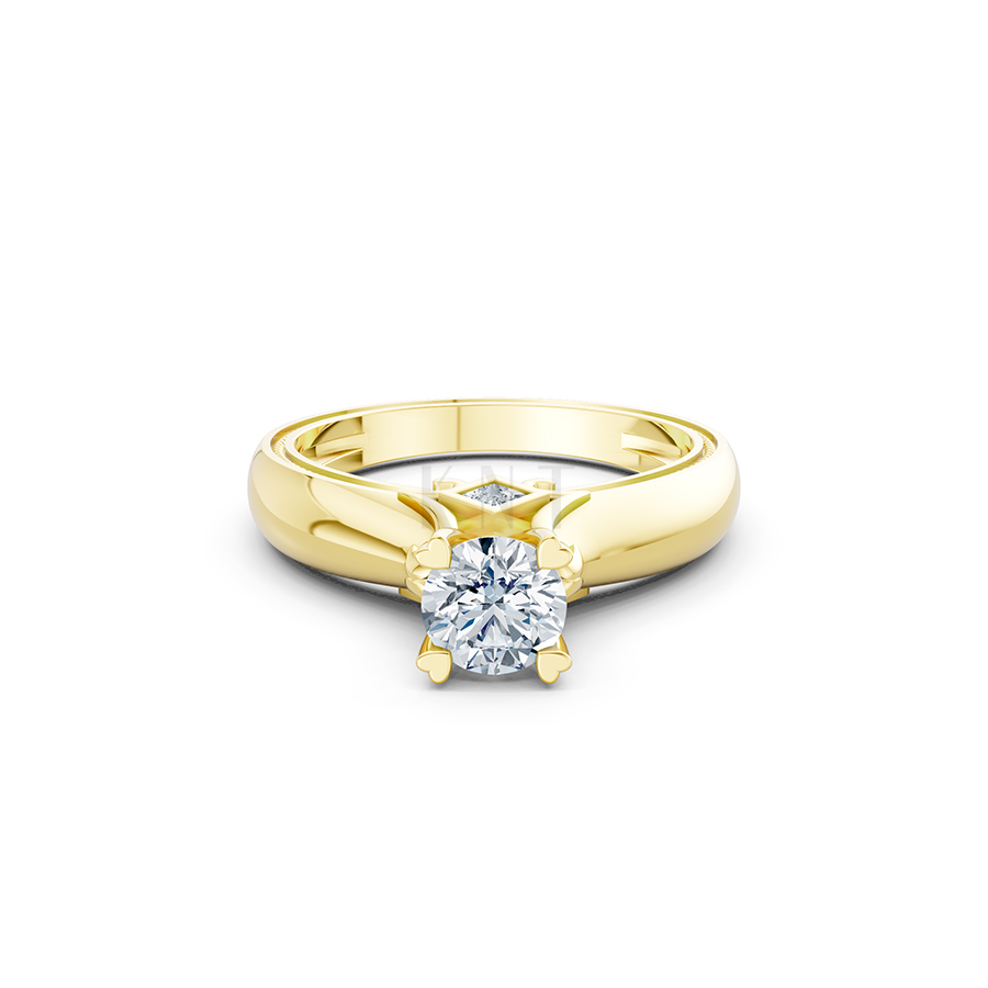 Nhẫn đính hôn R261 màu Vàng Gold đính đá trắng, thiết kế phá cách, sang trọng