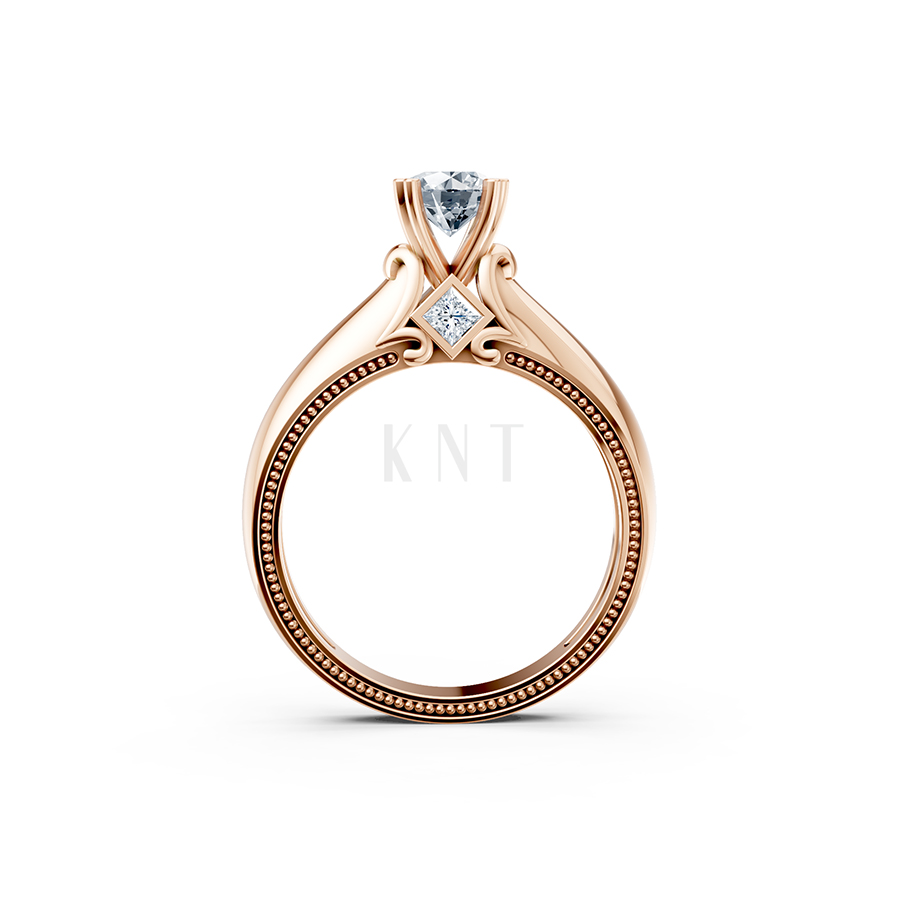 Nhẫn đính hôn R261 màu vàng hồng Rose Gold cặp đôi, phong cách trẻ trung, nổi bật