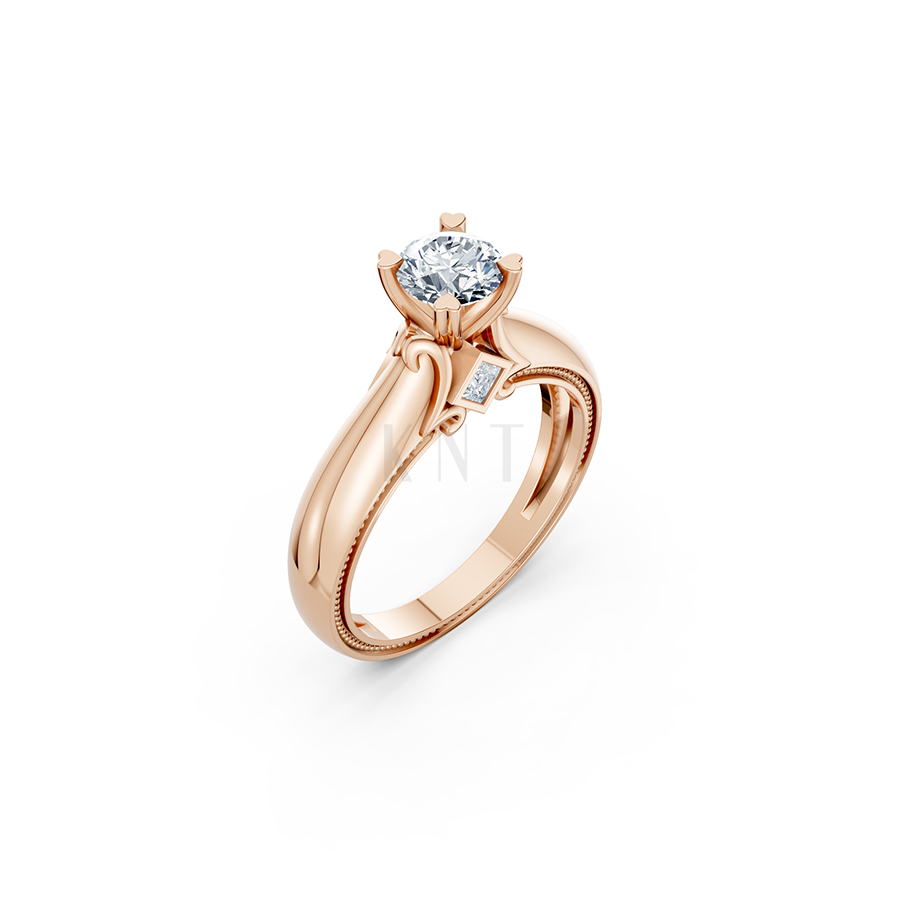 Nhẫn đính hôn R261 màu vàng hồng Rose Gold họa tiết ấn tượng, cá tính