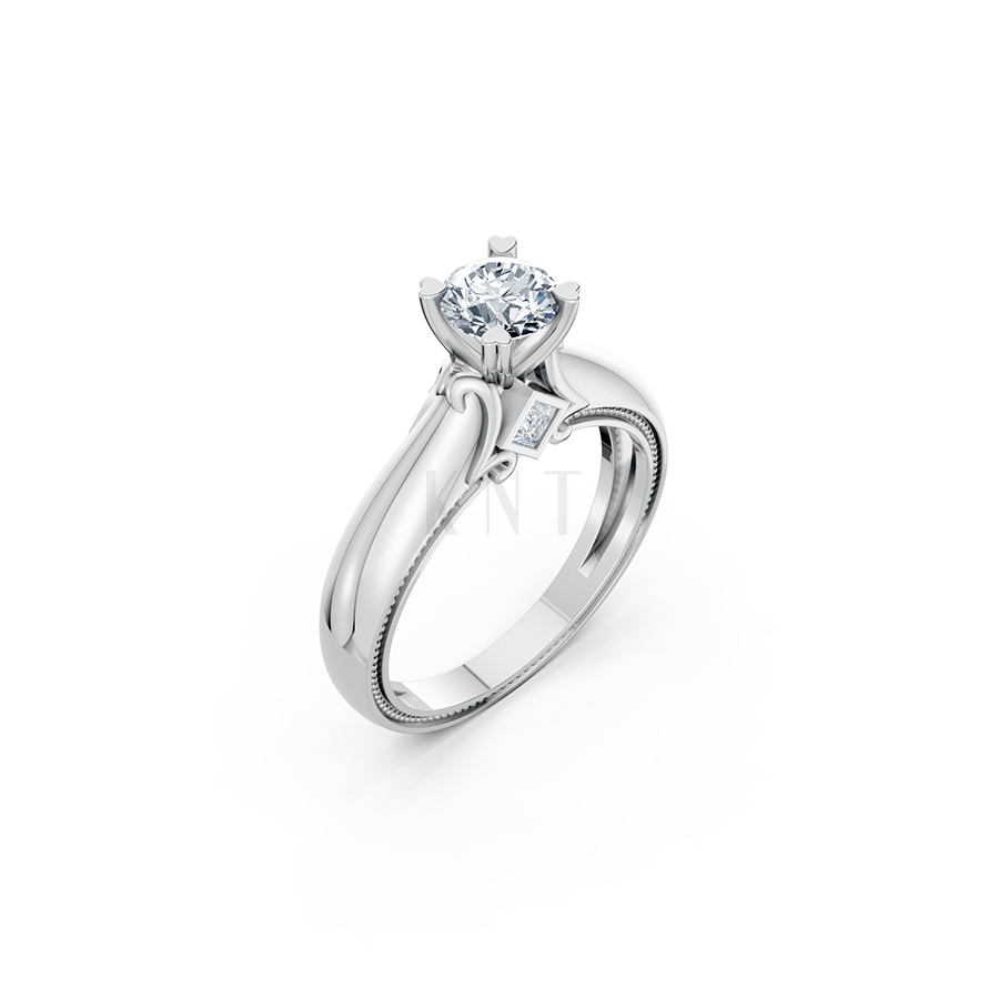 Nhẫn đính hôn R261 màu vàng trắng White Gold kiểu dáng hiện đại, nổi bật