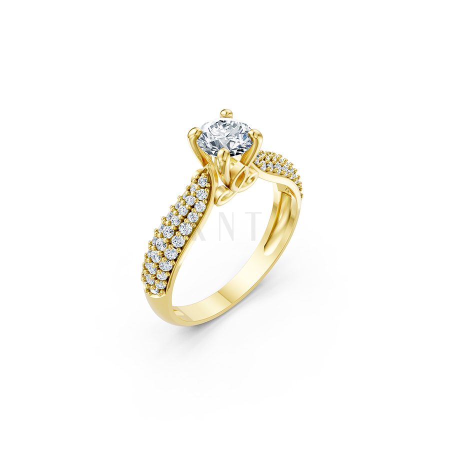 Nhẫn đính hôn R262 màu Vàng Gold thiết kế tinh tế, sang trọng