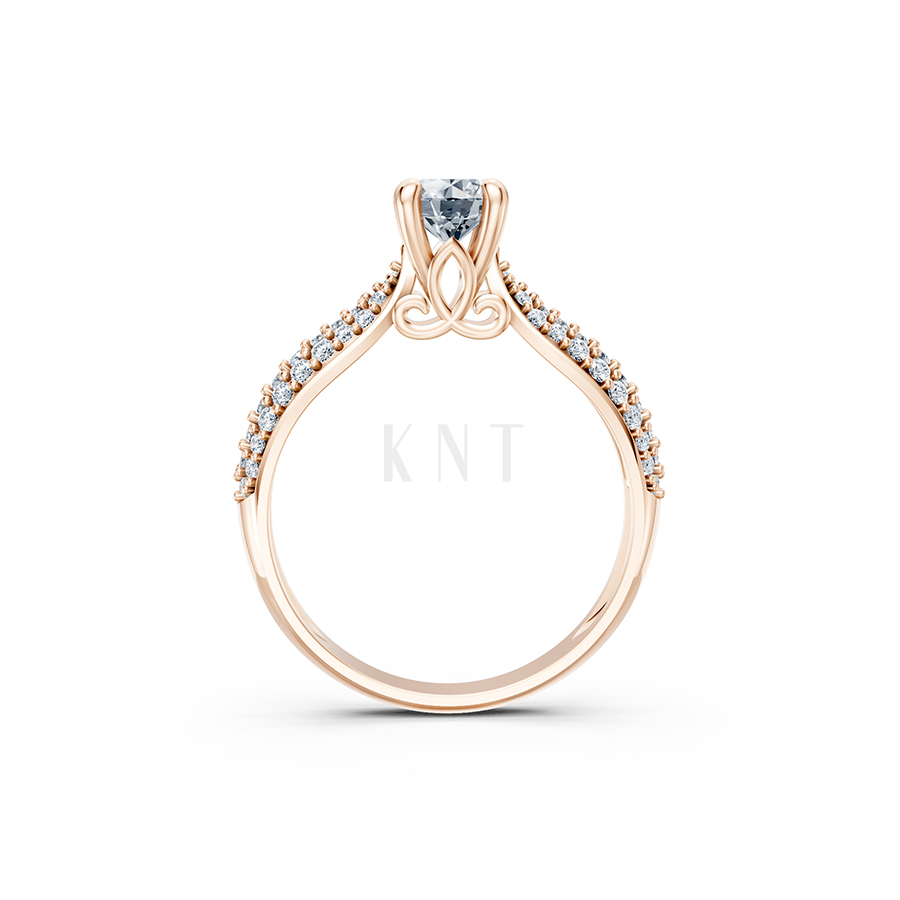 Nhẫn đính hôn R262 màu vàng hồng Rose Gold thiết kế đối xứng, phong cách, ấn tượng