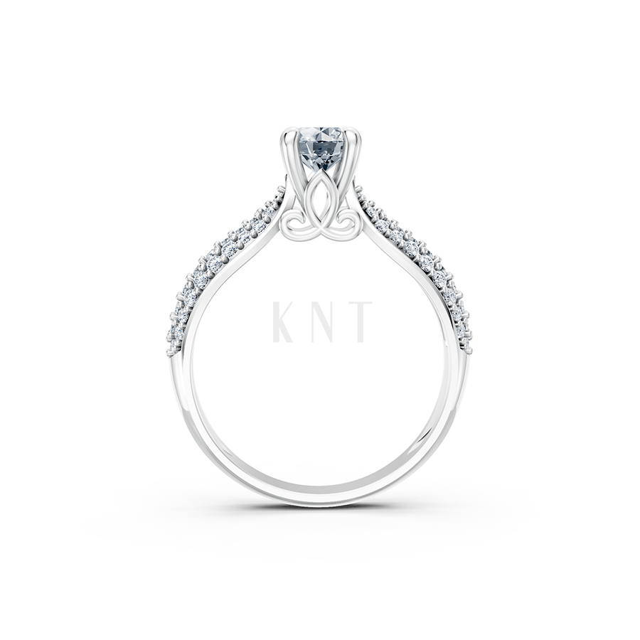 Nhẫn đính hôn R262 màu vàng trắng White Gold vàng sáng bóng, thiết kế trẻ trung