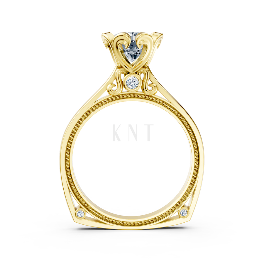 Nhẫn đính hôn R263 thiết kế đoá hoa nở rộ nổi bật, thanh lịch màu Vàng Gold vàng 10K/14K/18K/607 đính đá nhỏ, thanh lịch