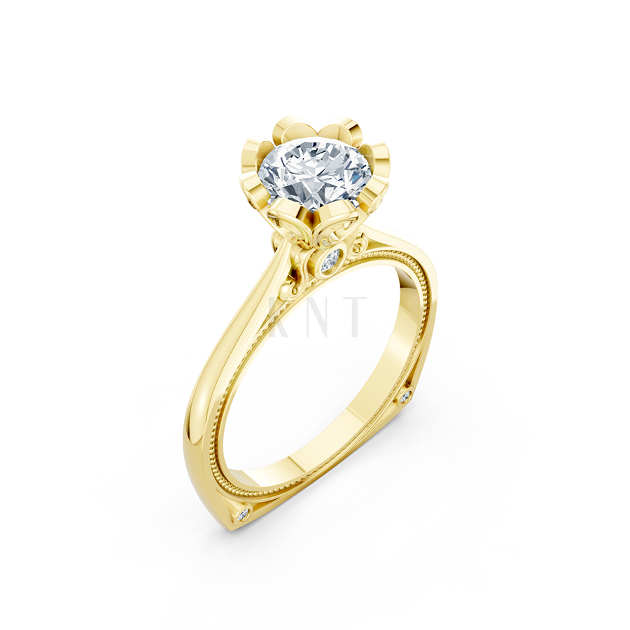 Nhẫn đính hôn R263 thiết kế đoá hoa nở rộ nổi bật, thanh lịch màu Vàng Gold thiết kế tinh tế, sang trọng