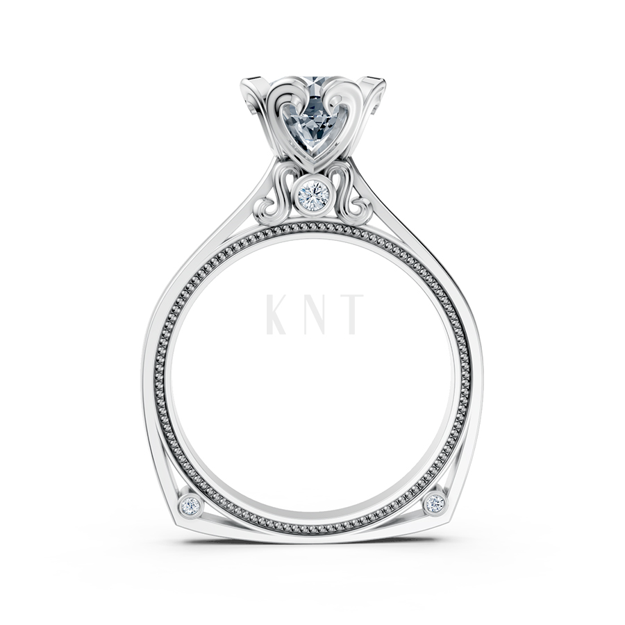 Nhẫn đính hôn R263 thiết kế đoá hoa nở rộ nổi bật, thanh lịch màu vàng trắng White Gold vàng sáng, đường nét sắc sảo, tinh tế