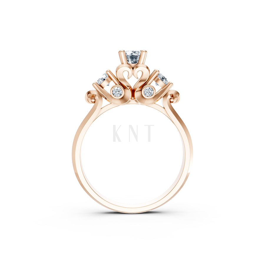 Nhẫn đính hôn R264 màu vàng hồng Rose Gold vàng đẹp, họa tiết hình học, độc đáo