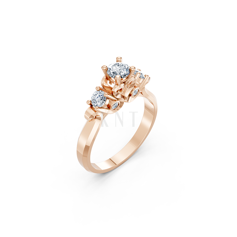 Nhẫn đính hôn R264 màu vàng hồng Rose Gold họa tiết ấn tượng, cá tính