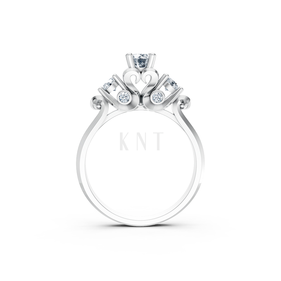 Nhẫn đính hôn R264 màu vàng trắng White Gold kiểu dáng cá tính, hiện đại