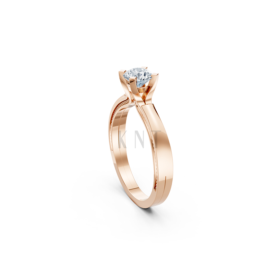 Nhẫn đính hôn R265 màu vàng hồng Rose Gold vàng đẹp, họa tiết hình học, độc đáo