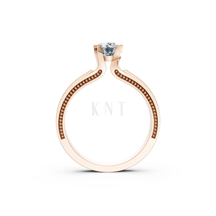 Nhẫn đính hôn R265 màu vàng hồng Rose Gold thiết kế đối xứng, phong cách, ấn tượng