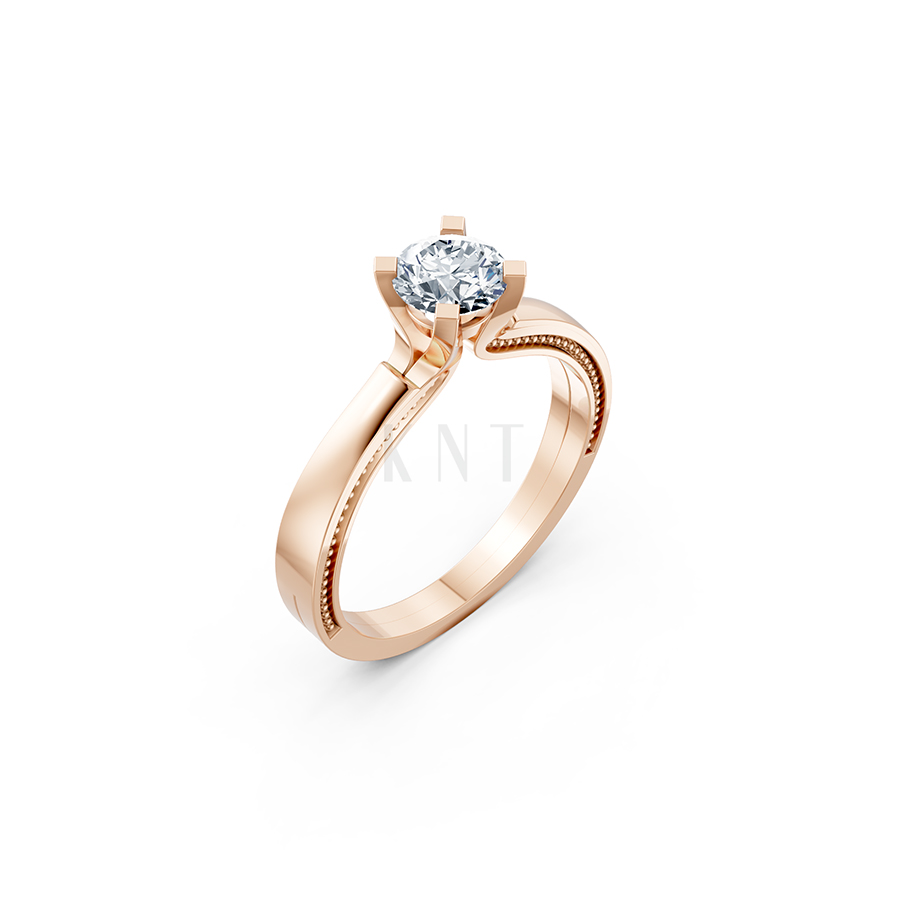 Nhẫn đính hôn R265 màu vàng hồng Rose Gold họa tiết ấn tượng, cá tính