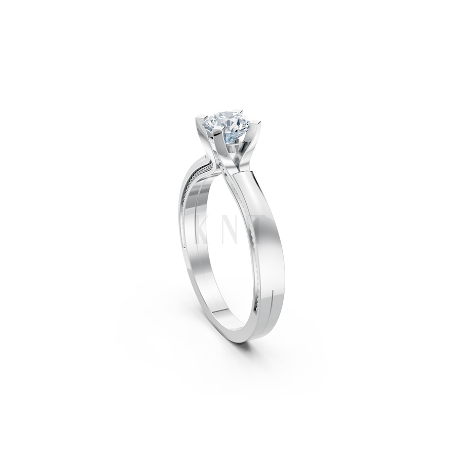 Nhẫn đính hôn R265 màu vàng trắng White Gold kiểu dáng cá tính, hiện đại