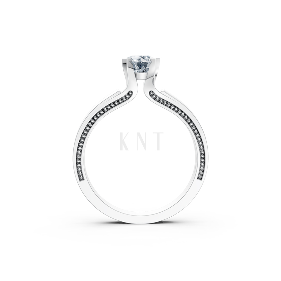 Nhẫn đính hôn R265 màu vàng trắng White Gold vàng sáng bóng, thiết kế trẻ trung