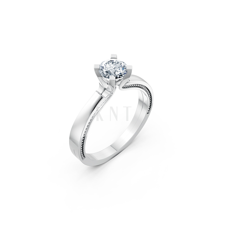 Nhẫn đính hôn R265 màu vàng trắng White Gold kiểu dáng hiện đại, nổi bật