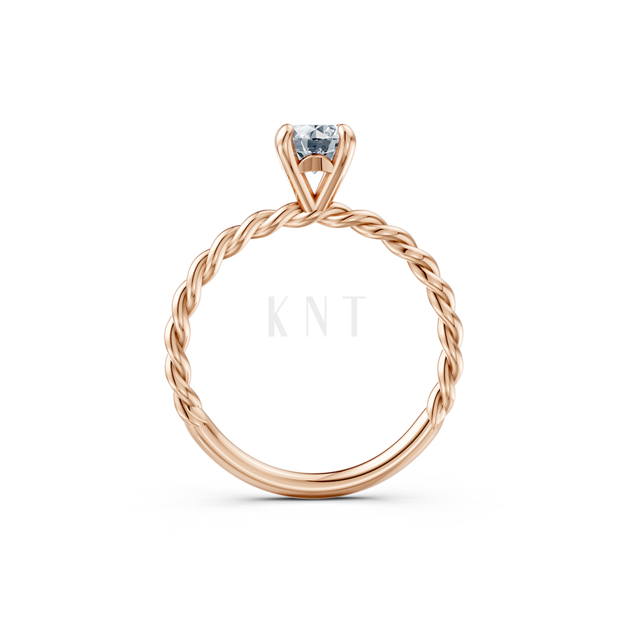 Nhẫn đính hôn R266 màu vàng hồng Rose Gold thiết kế đối xứng, phong cách, ấn tượng