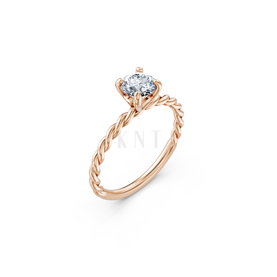 Nhẫn đính hôn R266 màu vàng hồng Rose Gold họa tiết ấn tượng, cá tính