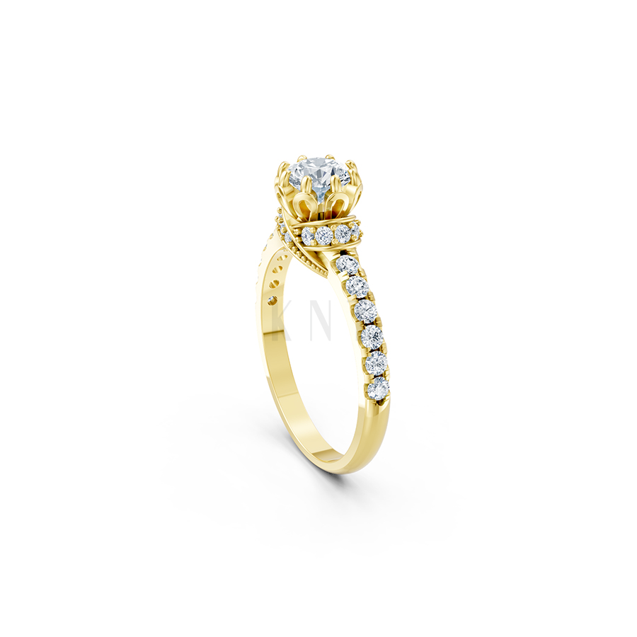 Nhẫn đính hôn R267 màu Vàng Gold đính đá trắng, thiết kế phá cách, sang trọng