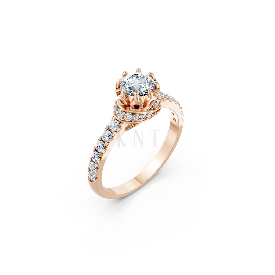 Nhẫn đính hôn R267 màu vàng hồng Rose Gold họa tiết ấn tượng, cá tính