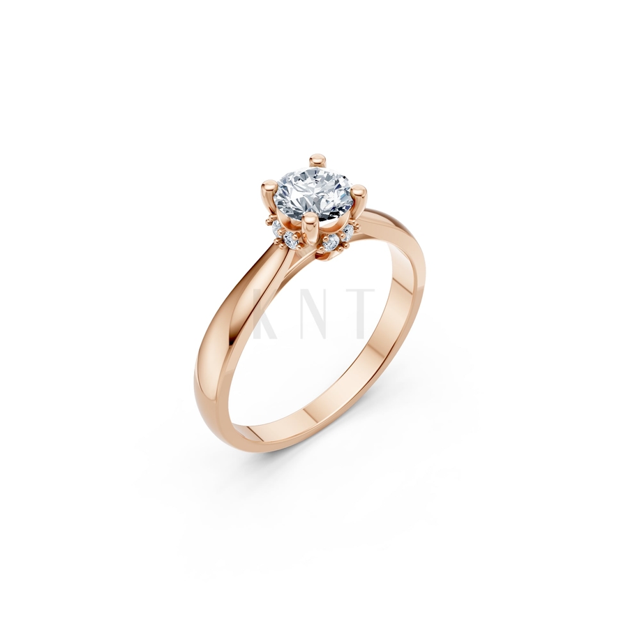 Nhẫn đính hôn R268 màu vàng hồng Rose Gold họa tiết ấn tượng, cá tính