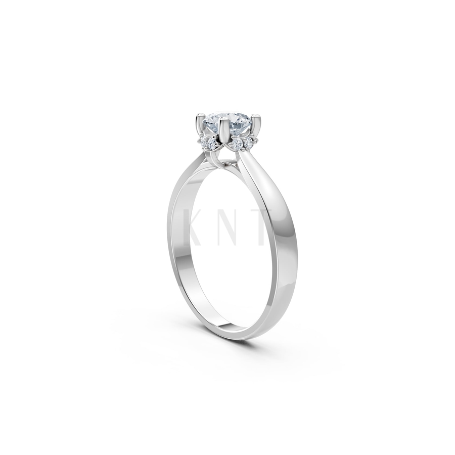 Nhẫn đính hôn R268 màu vàng trắng White Gold vàng sáng, đường nét sắc sảo, tinh tế