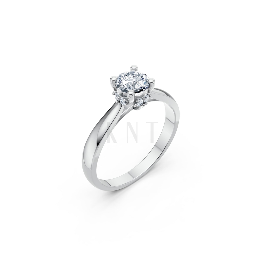 Nhẫn đính hôn R268 màu vàng trắng White Gold kiểu dáng hiện đại, nổi bật